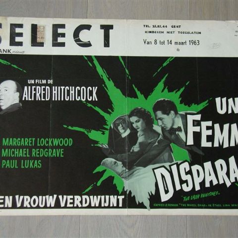 'Une femme disparait' (The lady vanishes) 1963 Belgian affichette